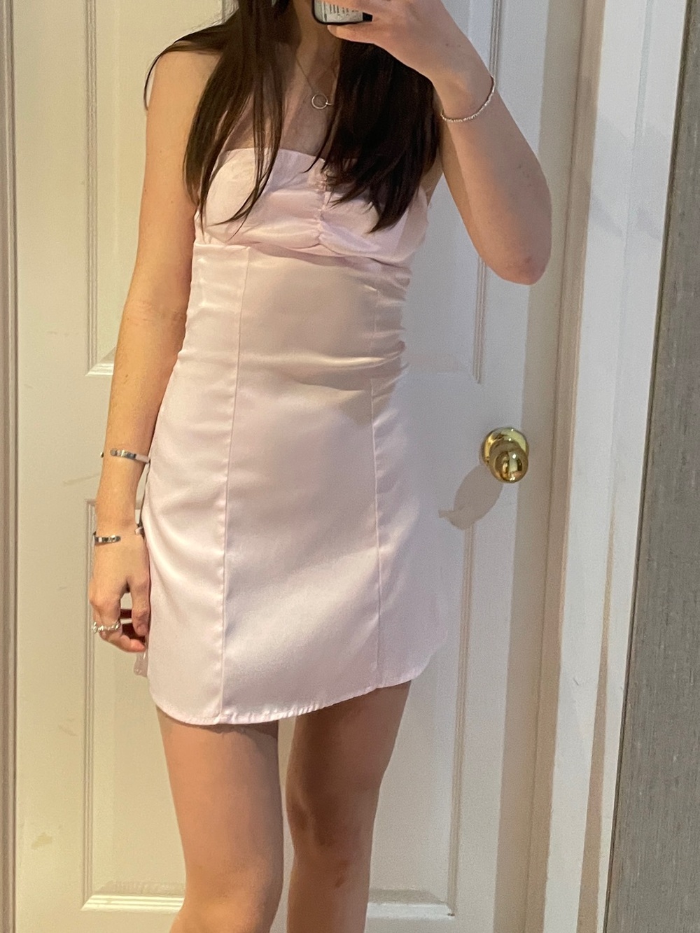 Classic Satin Pink Mini Dress